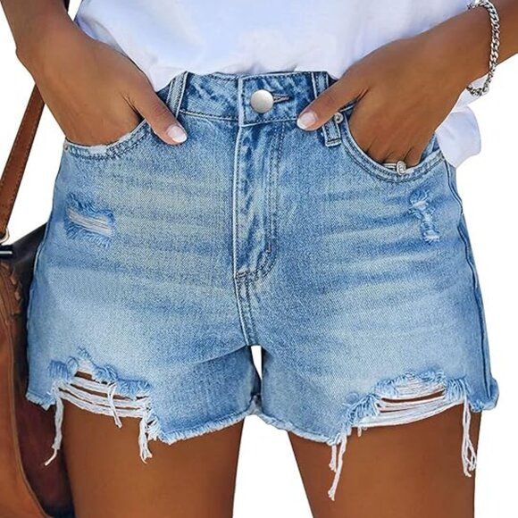 Women's Denim Jean Short Ripped High Waist Cut Off